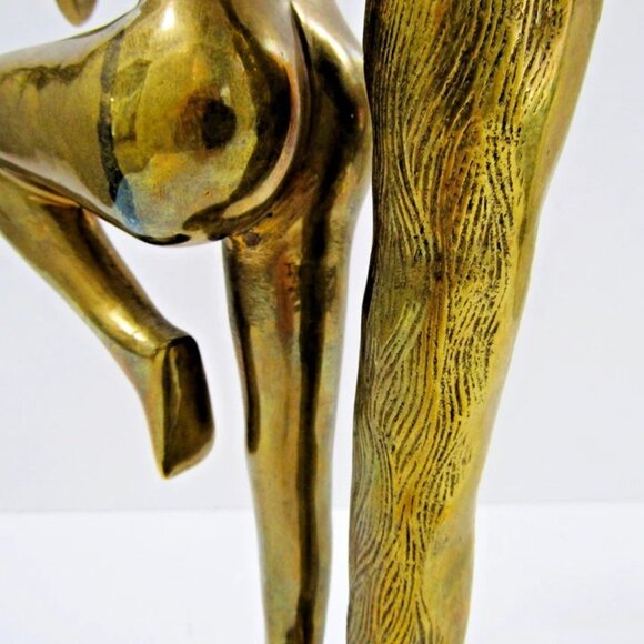 Vintage Brass Art Deco Long Haired Nude Woman Sculpture attributed Klara Sever - Picture 11 of 14